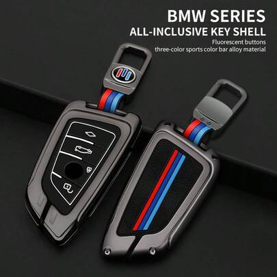 锌合金汽车钥匙壳，3键或4键可选，适用于宝马X1、X3、X4、X5、F15、X6、F16、G30 7系、G11、F48、F39、520、525、F30、118i、218i、320i等车型，汽车内饰配件