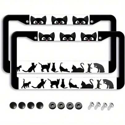 2pcs 2D Flat Aluminum Alloy License Plate Frame, Size 31*16cm, Suitable For North America