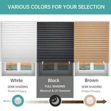 6 Pack Temporary Shades Pleated Paper Blinds For Indoor Windows Cut To Size Adhesive Paper Shades No Tools No Drilling For Office Bedroom Living Room 48" W X 72" H Black - Black - View 4