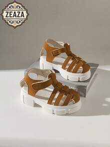 ZEAZA 功能性棕色罗马凉鞋，儿童厚底防滑镂空透气男女通用休闲凉鞋 - 棕色 - 查看 6