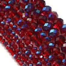 1 buah Manik Abacus Berfaset, Manik Kristal Pipih, Manik Lepas Aneka Warna, Manik Modis, Berwarna-warni, Lucu, Berlapis Elektroplating, Serbaguna, Cocok untuk DIY, Gelang, Kalung, Pembuatan Perhiasan, Tali Ponsel, Gantungan Kunci - Merah transparan semi-elektroplating - View 5