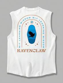Strevion OBM Men X Harry Potter Áo tank top nam phong cách thường ngày, đa năng, tối giản, chủ đề Harry Potter Ravenclaw, in hình đồ họa thể thao. - trắng - Xem 1