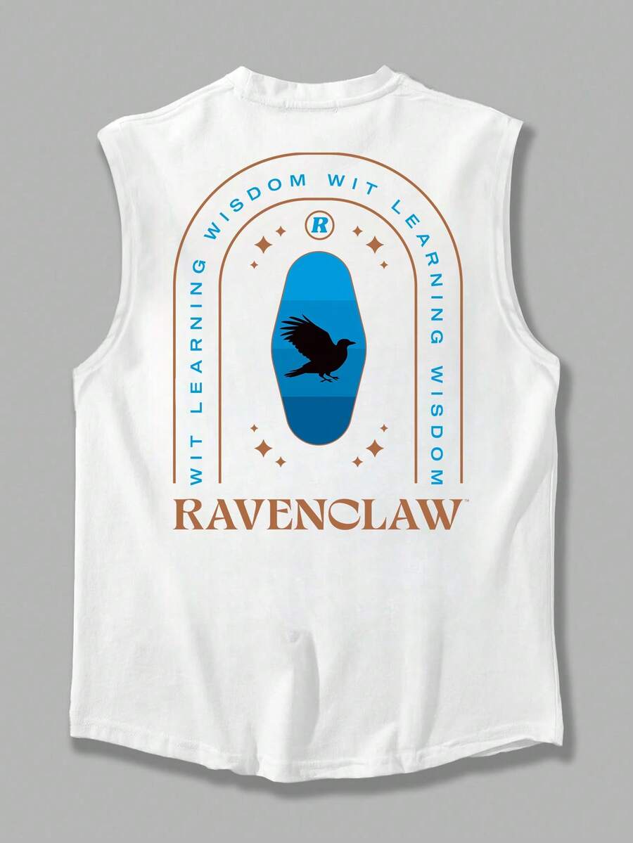 Strevion OBM Men X Harry Potter Áo tank top nam phong cách thường ngày, đa năng, tối giản, chủ đề Harry Potter Ravenclaw, in hình đồ họa thể thao. - trắng - Xem 1