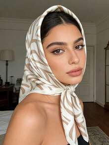 1pc Women's 90cm Luxurious Zebra Print Faux Silk Twill Scarf, Suitable For Daily Wear As Bandana, Headband, Hair Accessory,Beach,Holiday - Multicolor - View 8
