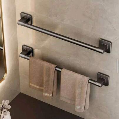 2 Pcl. Black Tools Home Decoration Bathroom Living Room Storage Space Aluminum Towel Rack Multifunctional Bathroom Device Slipper Rack Non-Perforated Wall-Mounted Bathroom Hardware Towel Rack Bathroom Accessories Bathroom Tools