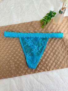 Customized Name Letter Thong, Personalized Sexy Lace Women's Bikini Underwear, Customized Name Underwear Triangle Underwear, Gifts For Girlfriends - 藍色 - 查看 5