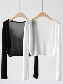 1pc Women's Lightweight Knit Cardigan, Thin Spring/Autumn Jacket, Hollow Out Sun Protection, Short Shawl, Suitable For Slip Dress, Air Conditioning Jacket,Beach,Holiday - Multicolor - View 3