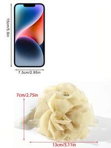 1个女士3D网状玫瑰花发夹，适合日常佩戴和派对场合，夏季发饰沙滩爪夹度假发夹，假日、旅行、节日、生日 - 黃色 - 查看 3