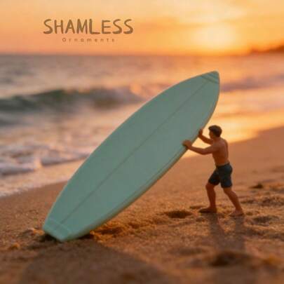 SHAMLESS Mint Blue Mini Surfboard Model, Suitable For Beach & Ocean Scene Decor, Summer Seaside Miniature Landscape, Doll House Outdoor Accessories, DIY Craft Micro Landscape, Surfing Party Favors, Decorative Figurine