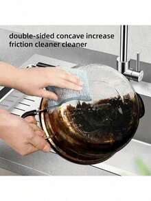 30pcs/Pack Thick Double-Sided Metal Wire Scouring Pads, Kitchen Cleaning Cloths, Dishwashing Tools - Multicolor - View 2