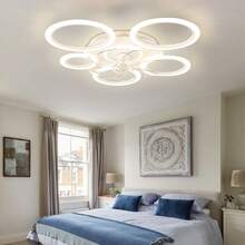 Modern 5-Ring LED Ceiling Fan With Light, Flush Mount Dimmable Fan Light With Remote, Quiet Bladeless Ceiling Fan For Bedroom Living Room - one-size - View 11