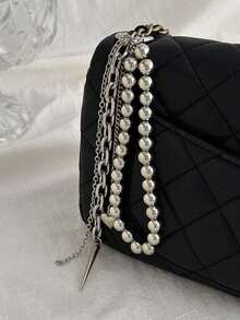 Elegant Metal Faux Pearl Beaded Keychain Heart Shape Tassel Decoration Pendant Jewelry Bead Bag Chain Gifts Phone Accessories Gifts For Women Personalised Gifts Funny Gifts Gifts For Men Men Gifts Gifts For Boyfriend Phone Charm ZI83 - 銀色 - 查看 3