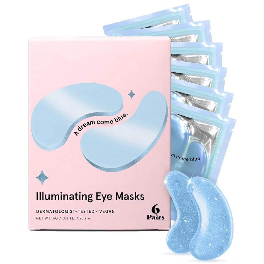 12pcs Set Illuminating Gel Eye Mask Patches, Brightening Under Eye Gels For Dark Circles & Tired-Look, Deeply Hydrates & Soothes Fine Lines, Perfect For Overnight Rescue, Daily Skincare, Travel, Bestie Gift & Holiday Skincare Gift Box - 藍色 - 查看 1
