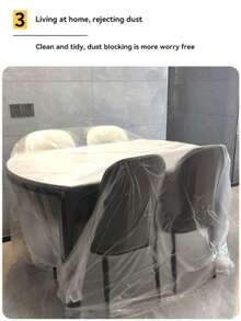 1 Roll Furniture Dust Cover, Thick Plastic Dust Proof Wrap, For Home Decoration, Prevents Dust Settling, Suitable For Covering Sofa, Bed, Dining Table, Coffee Table, Windproof & Waterproof - Clear - View 5