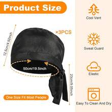 3 Pack Tie Back Chef Hats, Adjustable Chefs Hats Adults Chefs Bandana Skull Cap Breathable Cooking Hat Men Women - View 3