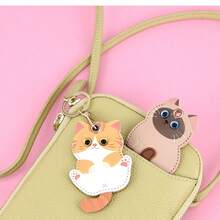 Protective Case Holder For AirTag Tracker With Keychain, Vegan Leather Anti-Lost & Scratch Resistance Key Ring Cover - 彩色 - 查看 8