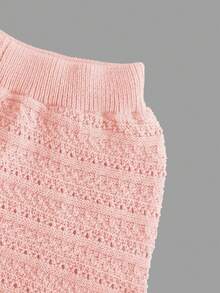 度假必备针织套装：女士短袖针织开衫，配有 Polo 领、布质纽扣和口袋，搭配宽松弹力腰短裤。时尚舒适的两件套，粉色系，是度假的理想之选。 - 粉色 - 查看 10