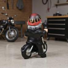 1 Stück Spaß Motorradfahrer Harz Schreibtisch Dekantiergefäß, kreative Punk Motorrad Zwerg Statue, Geschenk für Außengarten, Motorradladen - Motorradfahrer - Übersicht 7