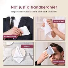 Premium Cotton Blend Handkerchiefs - Super Absorbent Wrinkle Resistant For Sweat Tears OilGentle On Skin 16 Inch - 3 - Xem 6