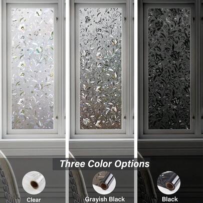 Película para ventanas, película decorativa de privacidad para ventanas, pegatina de ventana de vidrio esmerilado 3D, bloqueador de rayos UV y control de calor para el hogar, diseño floral colorido, cubierta de ventana sin adhesivo, 17.5 X 78.7 pulgadas