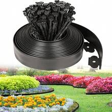 1 Cuộn viền cỏ và đá màu đen chịu lực cao, viền vườn linh hoạt có chốt cố định, thích hợp để phân chia bãi cỏ trong vườn - Lý tưởng cho luống hoa và vòng quanh gốc cây, viền vườn | Viền vườn cong | Chất liệu nhựa bền, vật tư viền vườn 5m - 1 cuộn - Xem 8