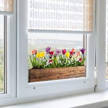 1pc Wooden Flower Box With Colorful Tulips Static Window Sticker, Faux Floral Decor, Countryside Atmosphere Window Decal For Living Room - A - View 7