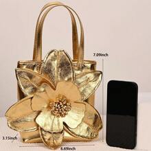 Women's Floral Clutch Purse PU Leather Flower Evening Bags Party Prom Handbag Wedding Crossbody Bucket Purse - 薑色 - 查看 6