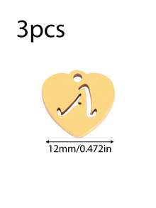 3个/套 心形吊坠 不锈钢英文字母吊坠 A-Z 字母饰品，适用于手工手链、耳环等珠宝制作 - 吊墜 - 查看 15