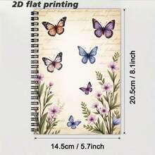 1本A5尺寸复古风格螺旋装订横线笔记本，封面饰以灵动的蝴蝶和盛开的花朵，清新优雅，营造诗意的书写氛围。优质纸张，光滑不洇墨，适合日常笔记、日记等各种用途，是提升书写体验的实用好物。 - M - 查看 2