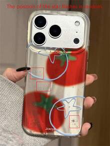 Y2K Cute Strawberry & Tomato Fruit Pattern Phone Case For IPhone 17 Pro Max, 17 Pro, 17, 16 Pro Max, 16 Pro, 16, 15 Pro Max, 15 Pro, 14 Pro Max, 14 Pro, 13, 12 Pro Max, 11, 16, 15, 14 Plus, Shiny Star Soft Shock-Proof Protective Cover - Tomato - View 5