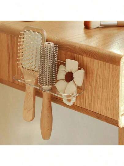 1 件浴室收纳架 - 壁挂式梳子架，带防滑网格，多功能，可放置牙刷/剃须刀/发夹，冬季浴室必备，圣诞节礼物佳选