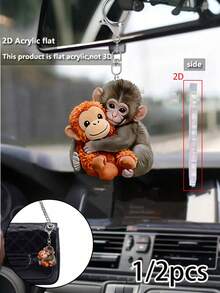 Monkey Statue Keychain,Purse Accessories Charm, Elegant Car Ornament, Backpack Charms, Purse Pendant, Lightweight And Versatile, , Travel Accessories, Beach Party Decor, Everyday Fashion Accessories, Perfect Gift For Easter, Mother'S Day, Independence Day, Wedding, Graduation Season - Multicolor - View 3