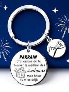 Godfather Gift Keychain, Godfather Gift Birthday Gift, Casual Relaxed Party Cute Street Elegant Zinc Alloy Party - Silver - View 6