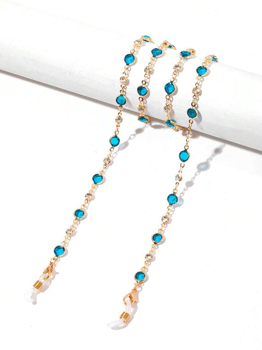 1pc Multicolor Crystal Rhinestone Metal Eyeglasses Chain - Multicolor - View 1