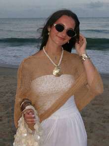 女士简约优雅针织上衣，休闲时尚风格，春夏款 - 駝杏 - 查看 5