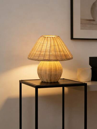 Handgefertigte gewebte USB-betriebene Lampe, retro nordischer Stil Nachttischlampe, vielseitige weiche Beleuchtung für Zuhause, Hotel, Camping, Schreibtisch, Schlafzimmer