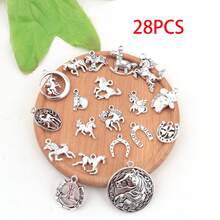 28/48 PCS Random Mixed Horse-Shaped Pendants, Vintage Alloy Horse Series Charms For Necklace, Bracelet And Earring Jewelry Making - A5668- - View 15