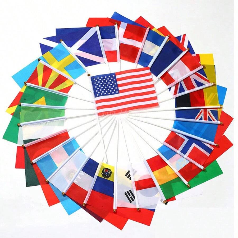 Bộ 10 cờ vẫy tay kỷ niệm World Cup 2026, gồm cờ quốc gia của Mỹ, Canada và Mexico. - Nhiều màu - Xem 1