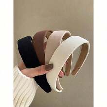 4pcs/1pc Vintage Soft Sponge Headband, Solid White And Brown Color, Elegant High-End Fashion Hair Accessories, Suitable For Daily Wear, Washing Face, Showering, Matching Outfits, For Women, Hair Band, Hair Hoop, Autumn ,Hairband For Women - 黑色 1 件 - 查看 10