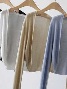 1pc Women's Lightweight Knit Cardigan, Thin Spring/Autumn Jacket, Hollow Out Sun Protection, Short Shawl, Suitable For Slip Dress, Air Conditioning Jacket,Beach,Holiday - Multicolor - View 4