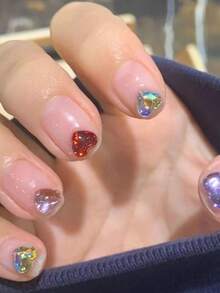 50-200pcs Shiny Multi-Color Heart Nail Diamonds Flatback Rhinestones Small Heart Crystal Nail Studs Professional Gel Nail Decor Accessories - Multicolor - View 4