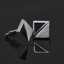 Men's Square Plaid Cufflinks, New Arrival Simple Stripe Check Cuff Links For French Dress Shirts, Fashion Personality Business Casual Jewelry Accessories - Silver - View 9