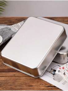 Stainless Steel Tiramisu Dish, Flat Square Tray, Rectangular Box With Lid, Steaming Cake Baking Tray, Serving Platter - Multicolor - View 5