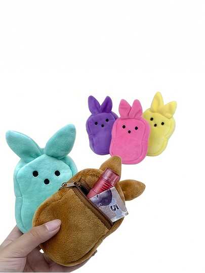1个便携式卡通兔子造型零钱包、耳机包、口袋袋，适合日常旅行收纳及其他用途，也是节日送礼佳品。