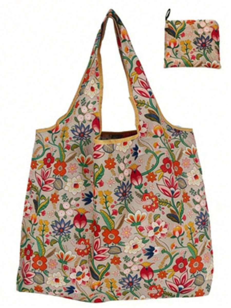 1Pc Women Foldable Tote Bag, Large Capacity Reusable Shopping Bag, Multi-Style Versatile Design, Washable & Lightweight, Simple Classic Style, Convenient Open/Close, Multi-Functional For Commute, Travel, Shopping & Daily Use, Comfortable, Easy To Clean, Perfect All-Match Fashion Bag For Various Occasions - Handbag - View 1