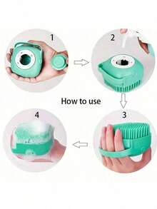 1PC Cute Pink Silicone Pet Massage Brush: Compact Dog Hair Remover & Bath Bubbler – Gentle On Pup Skin, Perfect For At-Home Bath Time & Daily Fur Grooming - Multicolor - View 5