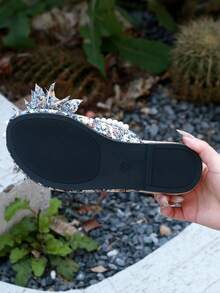 Sandal nữ, nhuộm tie-dye, phong cách preppy, thanh lịch, màu trung tính, da PU, ngọc trai, hồng, thời trang, đi biển, nghỉ lễ, dự tiệc, công sở, mùa hè - Màu xanh nhạt - Xem 7