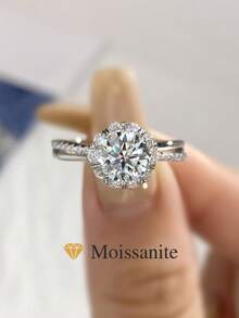 1 chiếc nhẫn Moissanite 5 chấu mảnh bằng bạc Sterling 925, 1.0 carat, quà tặng đính hôn/cưới sang trọng, trang sức cưới, quà tặng sinh nhật, kỷ niệm cho bạn thân. - Nhẫn moissanite năm ngạnh-1ct - Xem 2