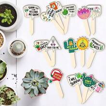 15pcs Funny Wooden Plant Identification Tags | Quirky Humorous Quotes Plant Labels, Cute Gardening Markers, Waterproof Retro Country Style Decor, Creative Matching Succulents, Potted Plants, Yard, Garden Ornaments, Great Gift For Plant Lovers - A - View 1