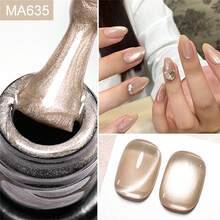 MEET ACROSS 7毫升裸色水光猫磁性凝胶指甲油香槟摩卡慕斯闪亮亮片半永久可卸UV凝胶水晶指甲油美甲美甲用品 - 彩色 - 查看 14